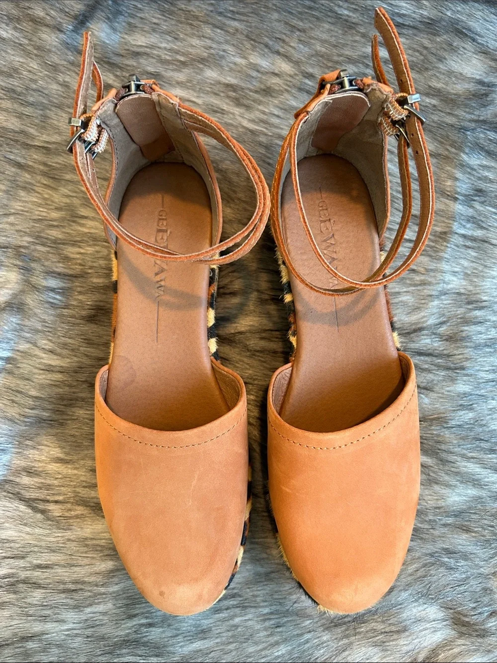 Anthropologie x Gee Wawa Daisy Platform Sandals Leopard 7.5